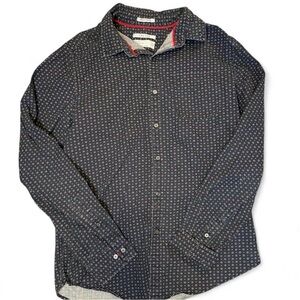 Cactus New York Slim Fit Premium Cotton Navy Ornate Polka Dot Shirt